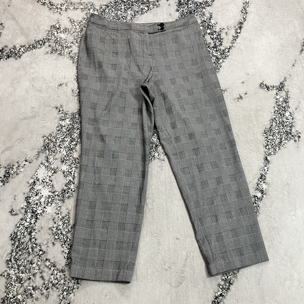 Lane Bryant Womens Size 18 Black White Plaid Straight Leg Ankle Dress Pants